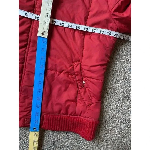 Aeropostale Womens Jacket Jacket XL Red Fleece Puffer Hoodie Pockets Full Zip - Picture 2 of 12